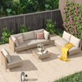 thumbnail image 1 of Vicllax 7 Piece Wicker Patio Furniture Set, Boho Outdoor Conversation Set Sectional Sofa, Yellow, 1 of 12
