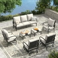 thumbnail image 1 of Vicllax 7-Seater Patio Conversation Set Outdoor Sofa Furniture Set with 2 Ottomans, Beige, 1 of 9