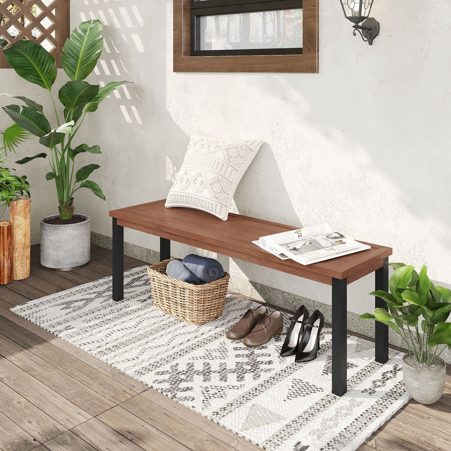 Modern Style Bench Vicllax Outdoor Benches Garden Bench Metal Modern Style 51.2