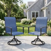 Vicllax Patio Swivel Chairs Set of 2, Outdoor Dining Chairs with Weather-Resistant Textilene Fabric & Metal Frame Blue