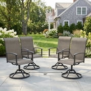 Vicllax Patio Swivel Chairs Set of 4, Outdoor Dining Chairs with Weather-Resistant Textilene Fabric & Metal Frame, Taupe