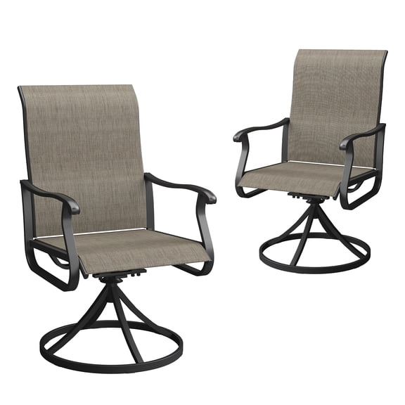Vicllax Outdoor Dining Chair Patio Swivel Chairs Set of 2 Rocking Metal Textilene Fabric, Brown