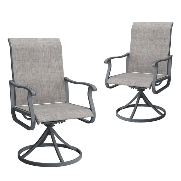 Vicllax Outdoor Dining Chair Patio Swivel Chairs Set of 2 Rocking Metal Textilene Fabric, Gray