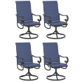 thumbnail image 1 of Vicllax Outdoor Dining Chair Patio Swivel Chairs Set of 4 Rocking Metal Textilene Fabric, Blue, 1 of 12
