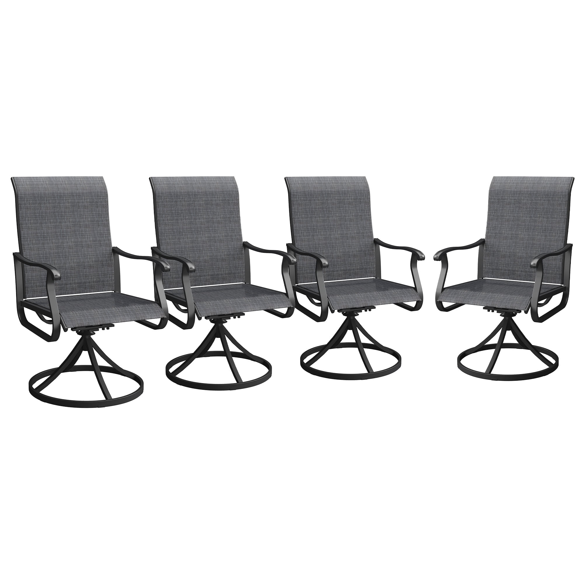 Vicllax Outdoor Dining Chair Patio Swivel Chairs Set of 4 Rocking Metal Textilene Fabric, Graphite
