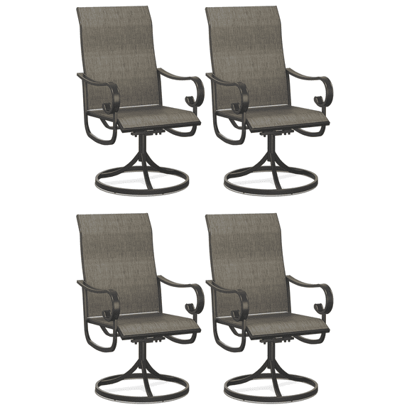 Vicllax Outdoor Dining Chair Patio Swivel Chairs Set of 4 Rocking Metal Textilene Fabric, Taupe