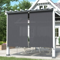 Vicllax Outdoor Patio Blinds Sun Shades Spring Roller Shade with Valance for Patio, Gray, 5'Wx8'H