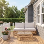 Vicllax 3 Pieces Wicker Outdoor Patio Conversation Set, Outdoor Furniture Sectional Sofa with Cushions for Garden, Yellow