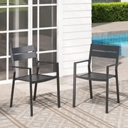 Vicllax Outdoor Patio Dining Chairs Set of 2, Stackable metal chairs with All-Weather Steel Metal Frame for Yard Deck Poolside Porch, Black