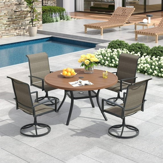 Vicllax Outdoor Patio Dining Set American Country Style Metal 42"for Garden Lawn (5 Pcs)