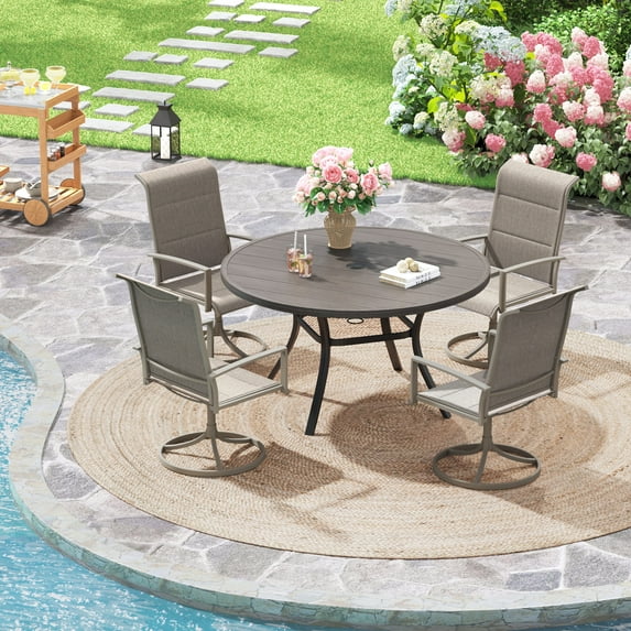 Vicllax Outdoor Patio Dining Set American Country Style Metal 42"for Garden Lawn (5 Pcs)