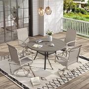 Vicllax 5-Piece Outdoor Patio Dining Set, 41-Inch Round Outdoor Table with Umbrella Hole and 4 Swivel Patio Chairs, Outdoor Furniture for Backyard, Garden, Deck & Porch