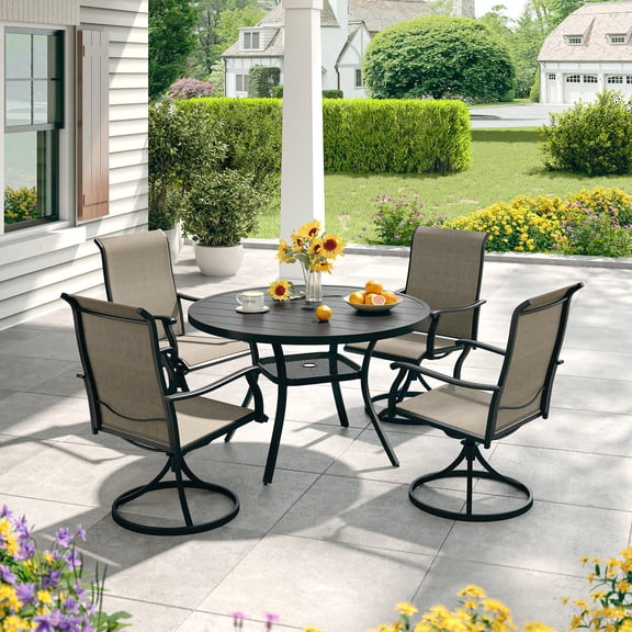 Vicllax Outdoor Patio Dining Set Garden Style Metal 42"for Backyard Deck Porch (5 Pcs)