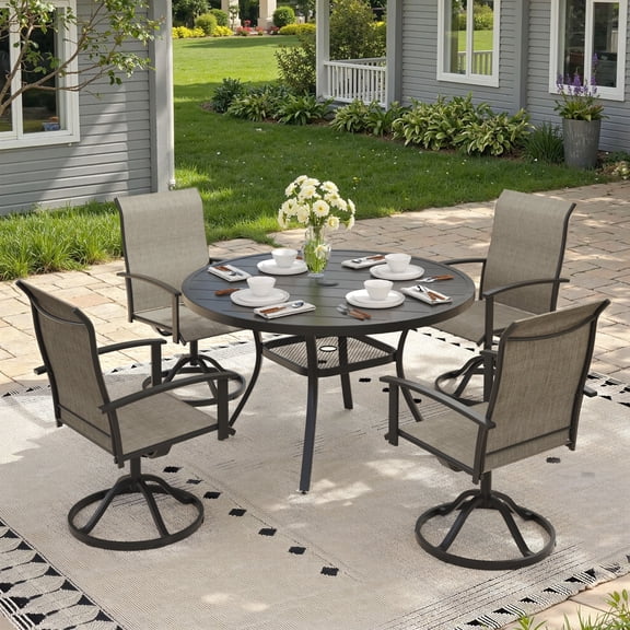 Vicllax Outdoor Patio Dining Set Garden Style Metal 42"for Backyard Deck Porch (5 Pcs)