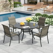 Vicllax Outdoor Patio Dining Set Modern Minimalist Design Metal 42"for Garden Lawn (5 Pcs)