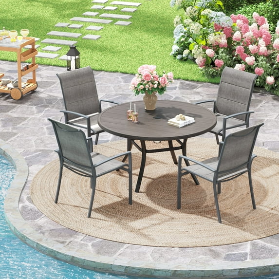 Vicllax Outdoor Patio Dining Set Modern Minimalist Design Metal 42"for Garden Lawn (5 Pcs)