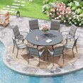 thumbnail image 1 of Vicllax Outdoor Patio Dining Set Modern Minimalist Design Metal 54"for Garden Lawn (9 Pcs), 1 of 10