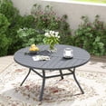 thumbnail image 1 of Vicllax Outdoor Patio Dining Table Dia.50" Slatted Tabletop Metal Frame with Umbrella Hole, Gray, 1 of 7