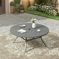 thumbnail image 1 of Vicllax Outdoor Patio Dining Table Dia.53" Slatted Tabletop Metal Frame with Umbrella Hole, Gray, 1 of 7