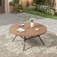 thumbnail image 1 of Vicllax Outdoor Patio Dining Table Dia.53" Slatted Tabletop Metal Frame with Umbrella Hole, Walnut, 1 of 7