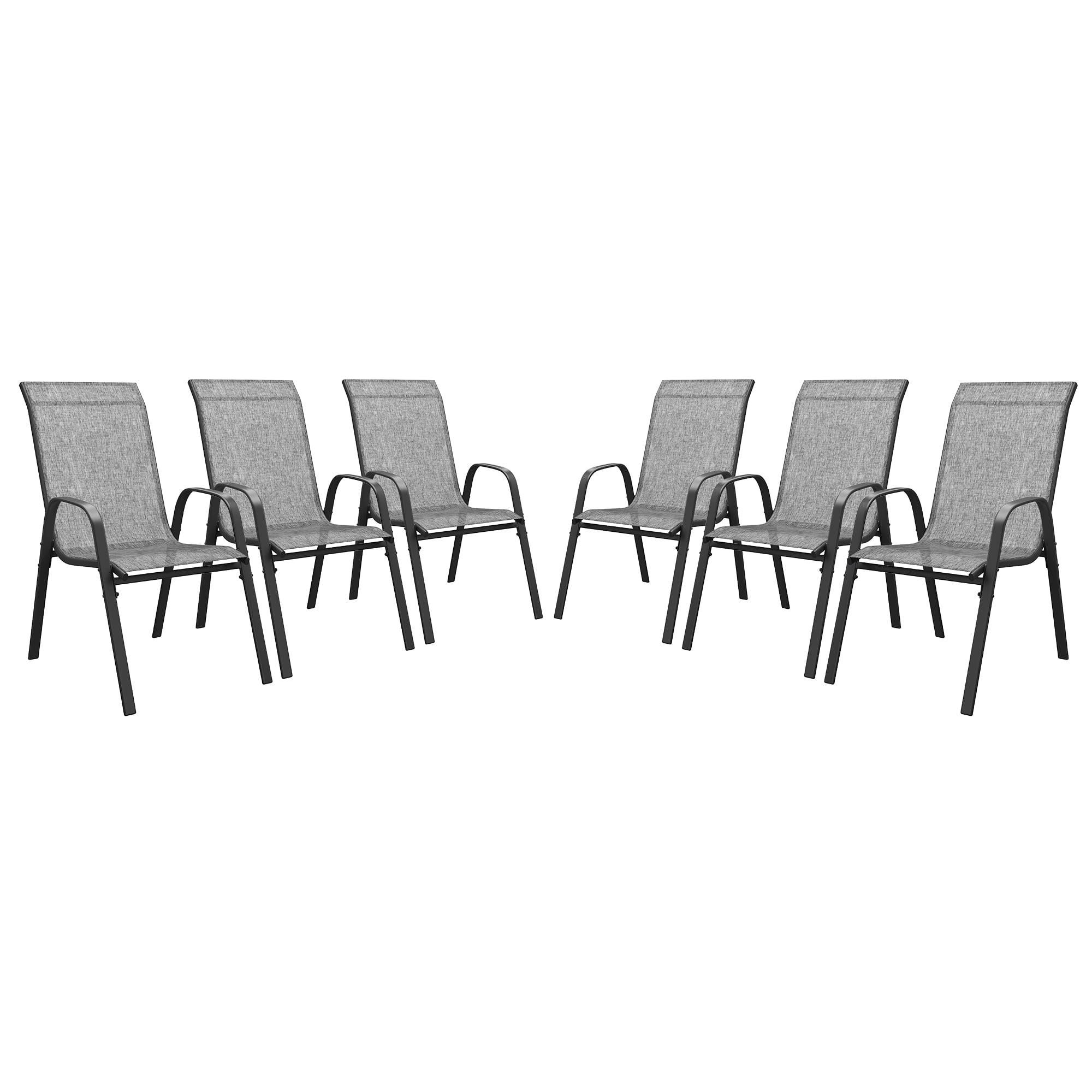 Vicllax Stackable Patio Dining Chairs Set of 6 , Modern Textilene Outdoor Chairs with Metal Frame for Garden, Backyard, Poolside, Gray