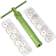 Vicloon Stainless Steel Sugar Paste Extruder, Fondant Press with 20 Molds, Decoration Tool Baking Tool, Sugar Craft Fondant Cake Tool, Green