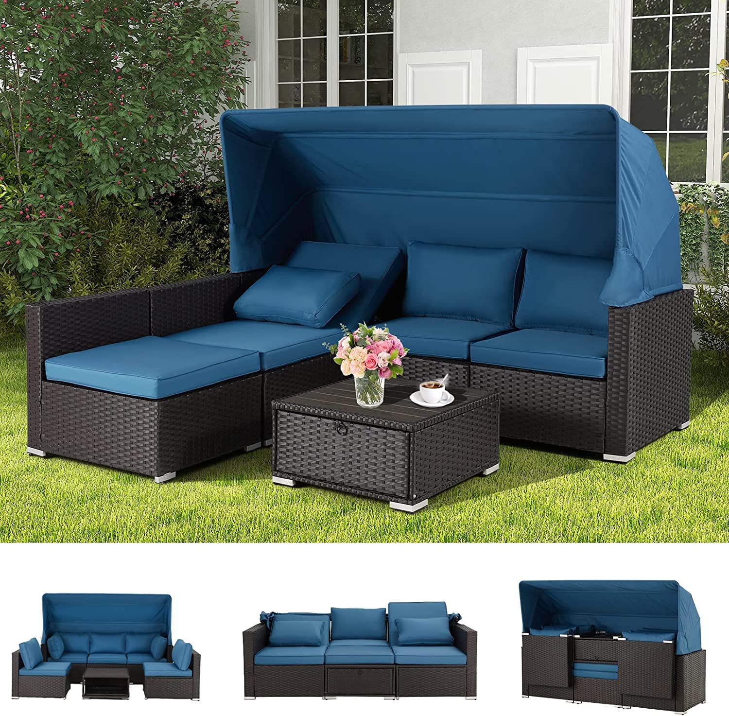 Mainstays Tuscany Ridge 2Piece Outdoor Daybed with Retractable Canopy