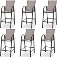thumbnail image 1 of Vicluke Vicluke Patio Bar Height Stools Set of 6,High Back Outdoor Chairs with Armrests and Footrests,Textilene Chairs with Breathable Fabric & Metal Frame for All WeatherTaupe, 1 of 6