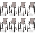 thumbnail image 1 of Vicluke Patio Bar Height Stools Set of 8,High Back Outdoor Chairs with Armrests and Footrests,Textilene Chairs with Breathable Fabric & Metal Frame for All Weather,Taupe, 1 of 4