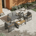 thumbnail image 1 of Vicluke Outdoor Metal Furniture Set, 5 Pieces Patio Sectional Conversation Chat Sofa Modern Seating Set with Coffee Table & Side Table, 1 of 9
