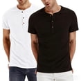 thumbnail image 1 of BounceUp Men's Henley T-Shirts 3-Button Placket Short Sleeve Plain Casual Summer Tee, Pack of 2 (M-XXL), 1 of 6
