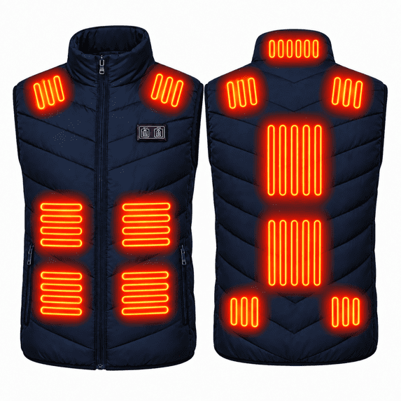 BounceUp Men's USB Heated Vest, 13-Zone Dual Control, Power Bank Not Included