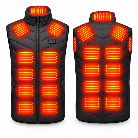 BounceUp Men's USB Heated Vest, 21-Zone 4 Independent Heat Controls Vest for Men