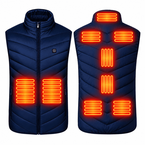 BounceUp Heated Vest for Men, 9-Zone Carbon Fiber Heating Jacket with 3 Heat Settings Lightweight Windproof Winter Mens Vest, Battery Not Included