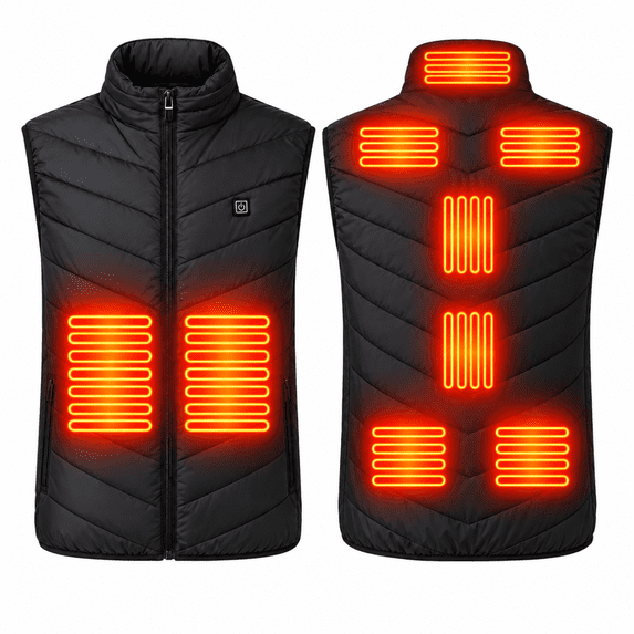 BounceUp Heated Vest for Men, 9-Zone Carbon Fiber Heating Jacket with 3 Heat Settings Lightweight Windproof Winter Mens Vest, Battery Not Included
