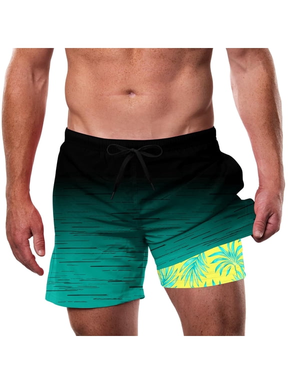 Mens Swimming Trunks with Compression Liner Swim Shorts 5.5 inch Quick Dry Bathing Suit Anti Chafe Boardshorts