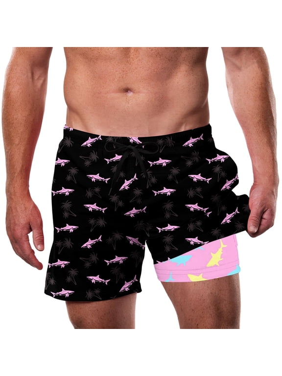 Mens Swimming Trunks with Compression Liner Swim Shorts 5.5 inch Quick Dry Bathing Suit Anti Chafe Boardshorts