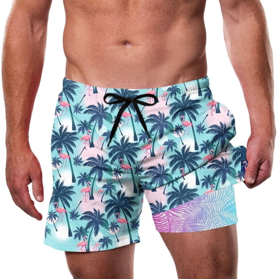 Vicojack Mens Swimming Trunks with Compression Liner Swim Shorts 5.5 inch Quick Dry Bathing Suit Anti Chafe Boardshorts