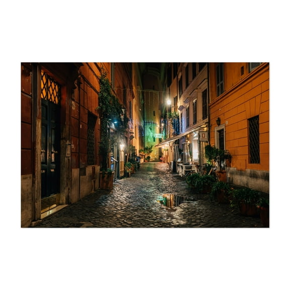 Vicolo Scavolino 01 - Rome Lazio Italy Photography Street Photography City Nightlife Architecture Travel Poster Scenic Vintage Unframed Wall Art Print 4 x 6 inches