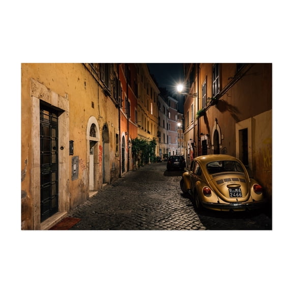 Vicolo del Bologna 01 - Rome Lazio Italy Photography Street Photography Vintage Nightlife Car Architecture City Travel Poster Unframed Wall Art Print 4 x 6 inches