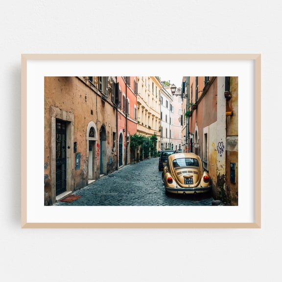 Vicolo del Bologna 02 - Rome Lazio Italy Photography Oak Framed Wall Art Print 24 x 36 inches