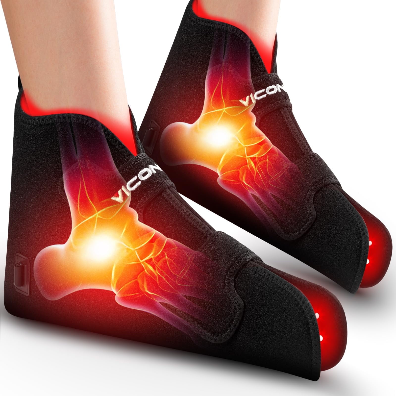 H. Viconor Red Light Therapy for Feet 2 Packs Led Near Infrared Light Boots, Controller Adjustable Power & TimeInfrared Light Therapy Shoes Wraps Toes & Ankle