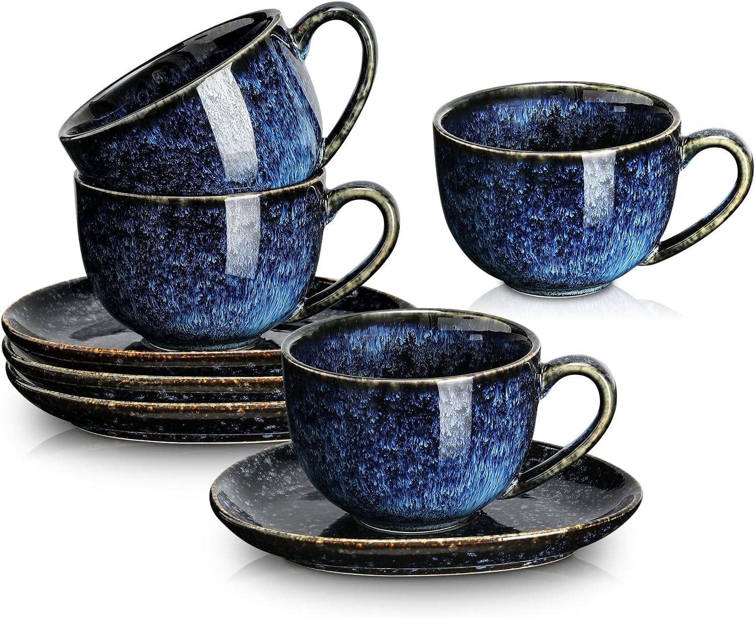 [JOEFREX] Porcelain Cappuccino Cups with Saucers Italian Style- 6.5 Ounce  for Specialty Coffee Drink…See more [JOEFREX] Porcelain Cappuccino Cups  with