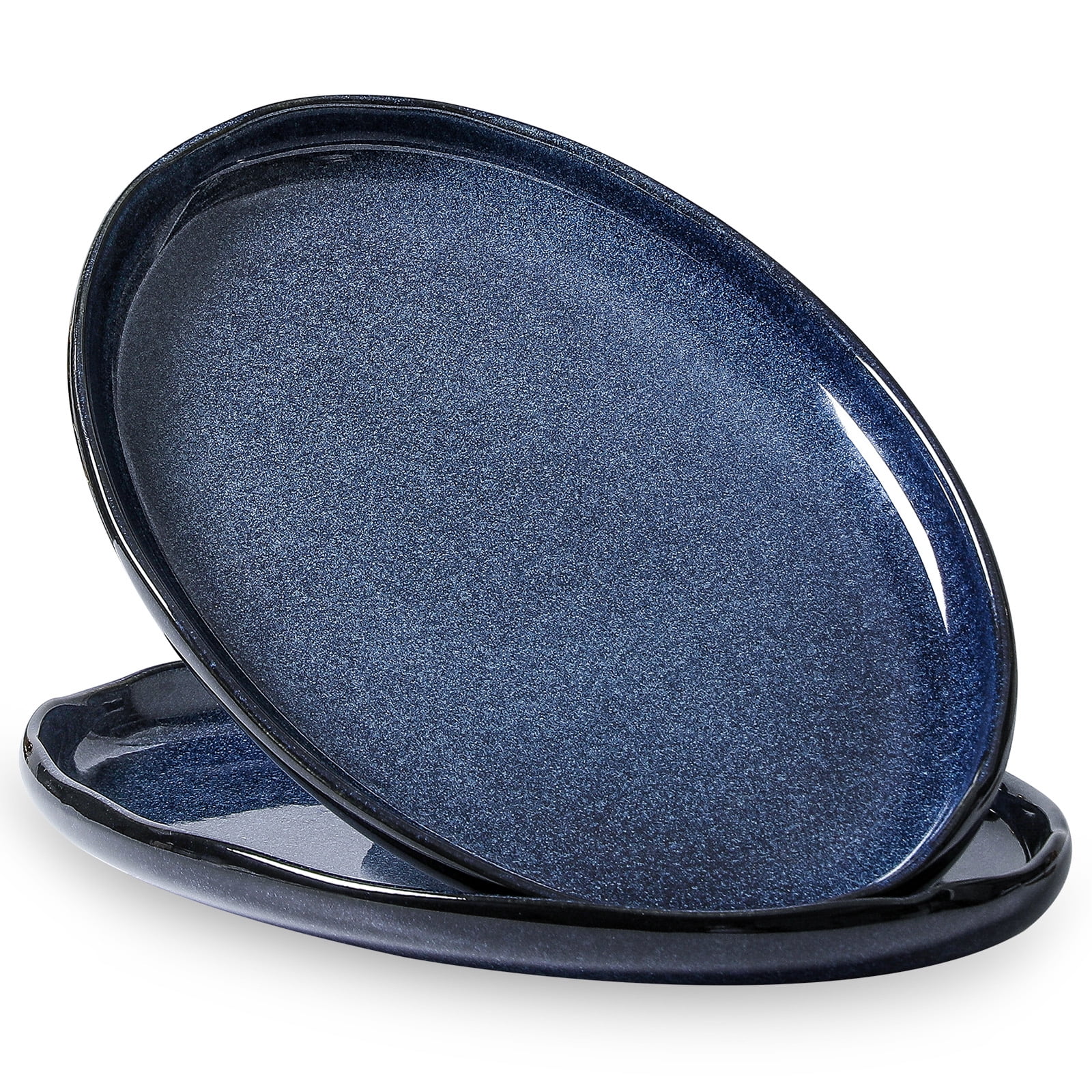 Blue 14.5 Inch Oval Porcelain Microwave-Safe Serving Platter Set