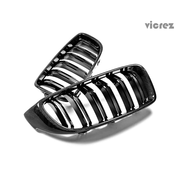 Vicrez Carbon Fiber Kidney Grille vz100381 | BMW 4 Series/ M4 F82 F83/ M3 F80 2014-2019