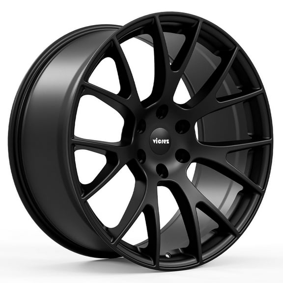 Vicrez Hellcat Style Matte Black Wheel (22" x 10", +25 Offset, 5x139.7 Bolt Pattern, 77.8 mm Hub) vzn118496