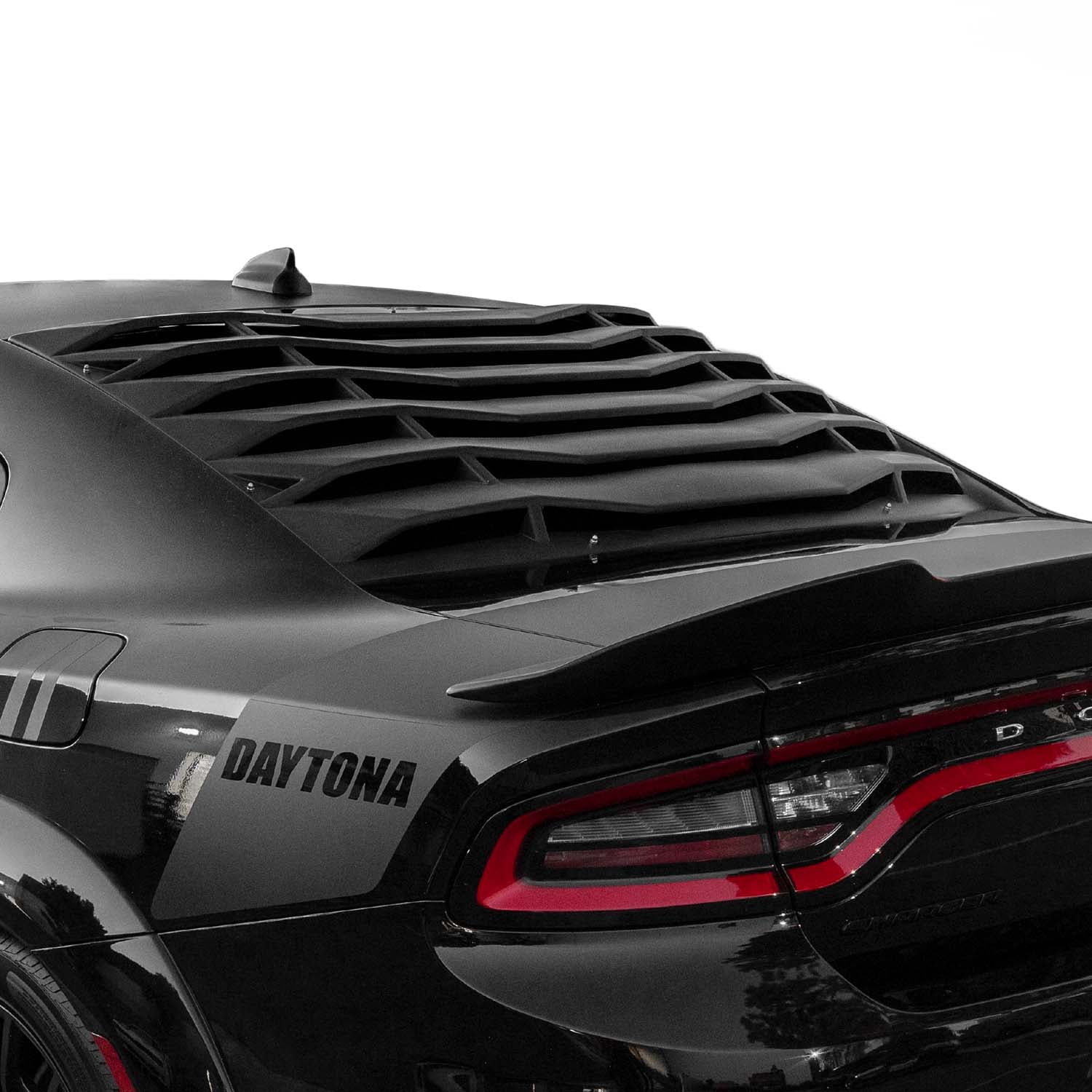 Vicrez LV Style Rear Automotive Window Louvers Fits Dodge Charger 2011-2022, Black