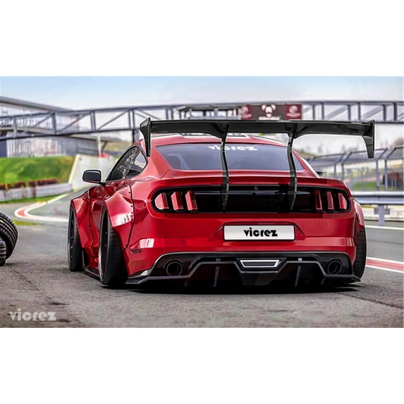Vicrez Track Carbon Fiber Rear Wing Spoiler vz101479 | Ford Mustang 2015-2022
