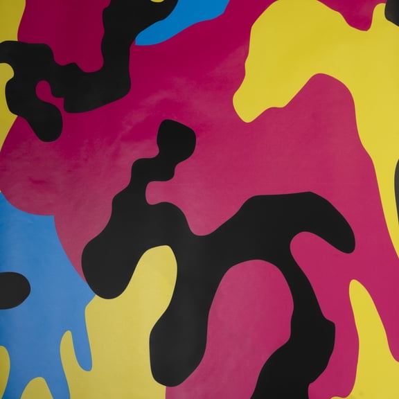 Vicrez Vinyl Car Wrap Film vzv10289 Black Yellow Blue Red Multi Color Camo | 5ft. x 20 ft.