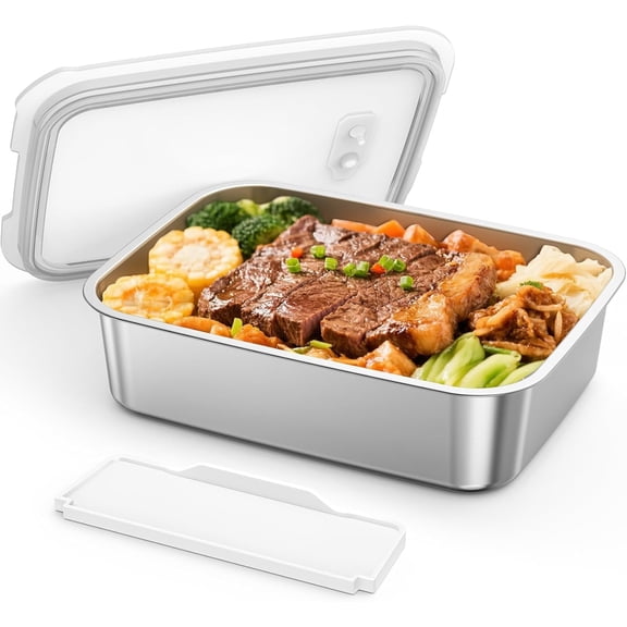VictSing 1.3L Stainless Steel Replacement Inner Container for Electric Heated Lunch Boxes, with Leak-Proof Lid and Removable Divider Tray, Rechargeable & Dishwasher Safe